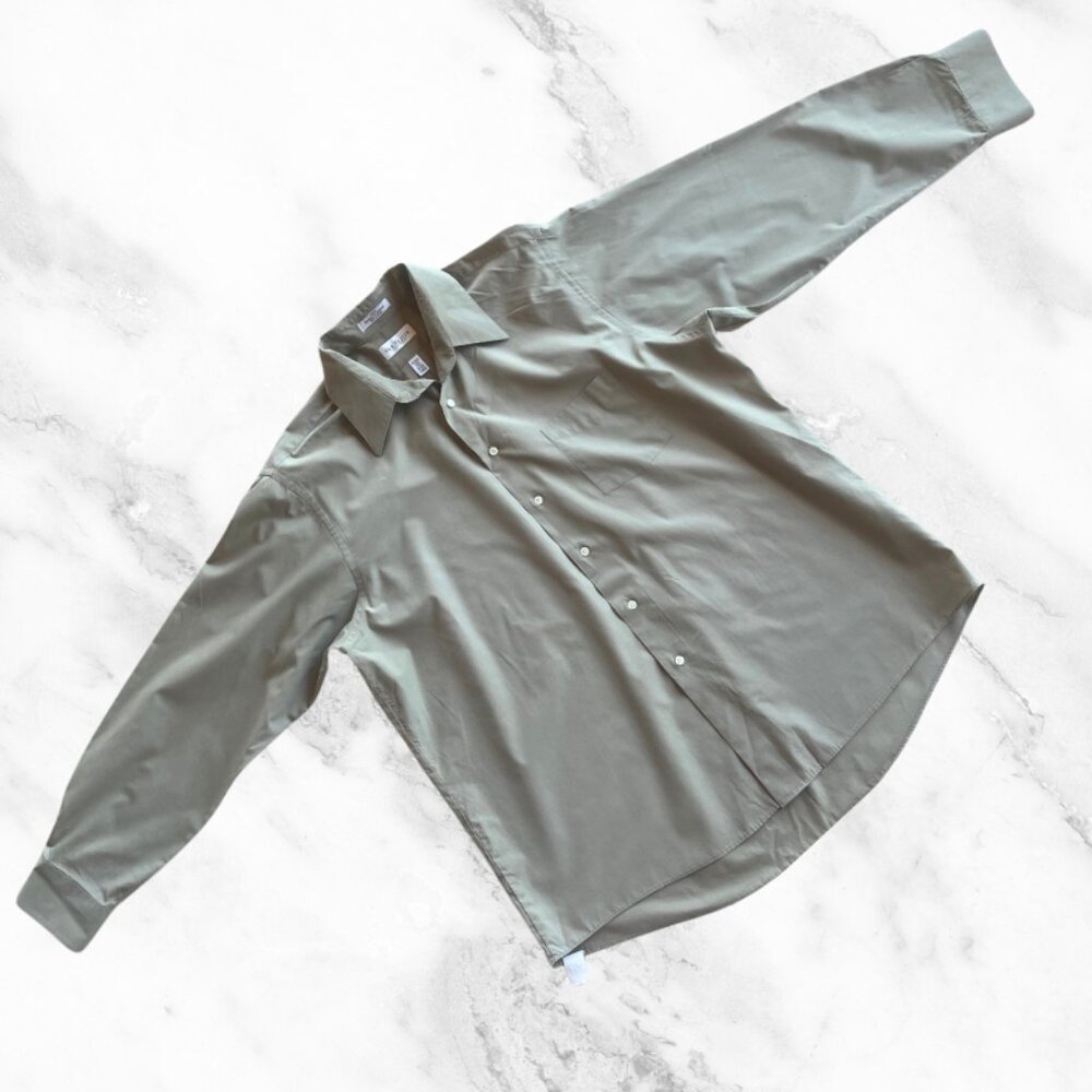 VAN HEUSEN Men’s Safari Shirt, Sz Larg, Taupe 100%